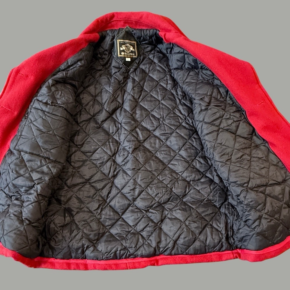 Vintage Holloway Red Wool Pea Coat Ladies Large Made in USA Quilted Lining - Picture 15 of 16